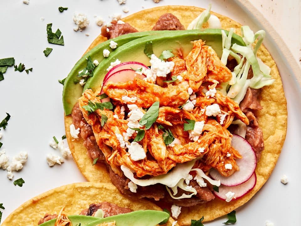 Chicken tinga tostadas